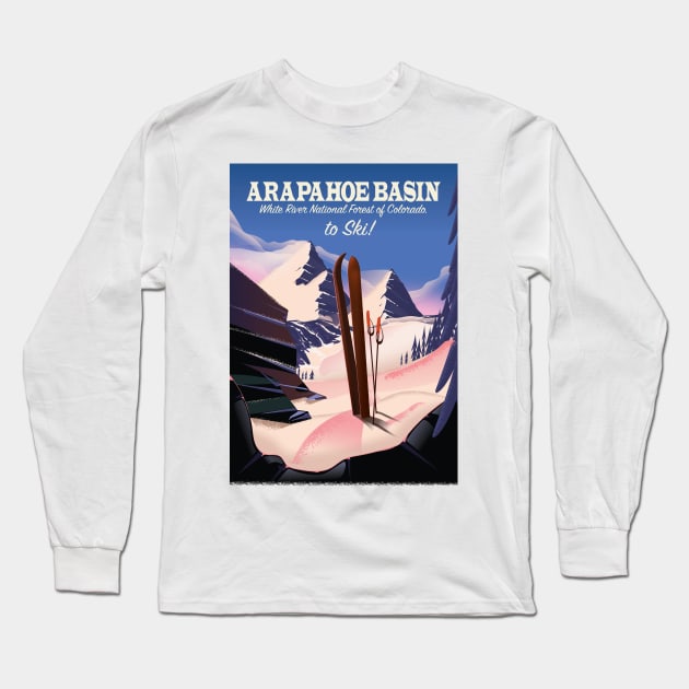 Arapahoe Basin Ski poster Long Sleeve T-Shirt by nickemporium1